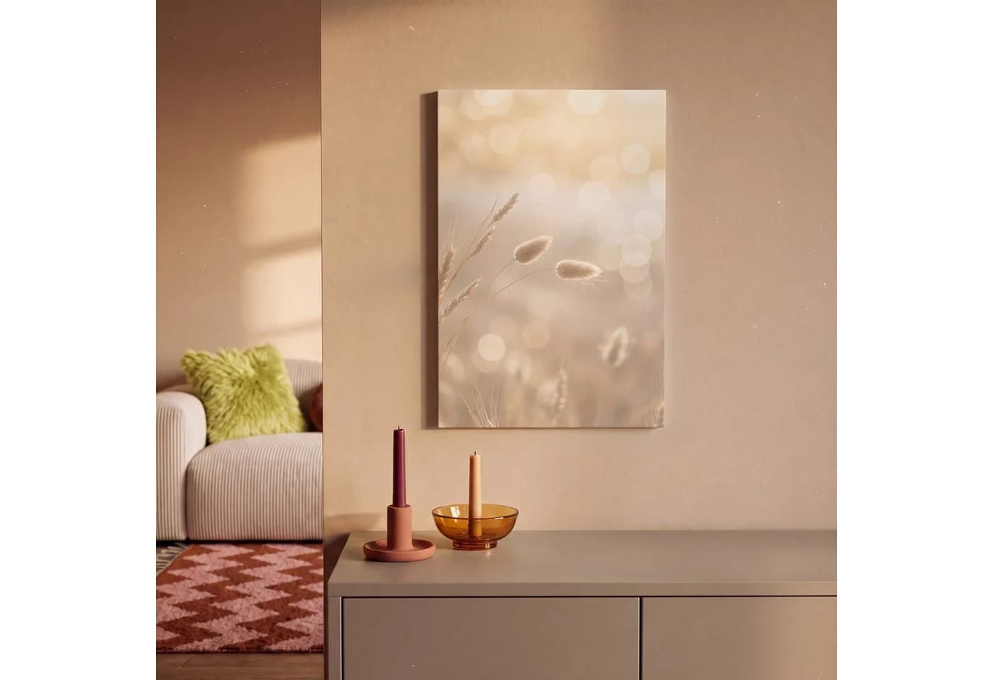 OneMillionCanvasses® Leinwandbild Dunstschwanzgras Beige/Weiß