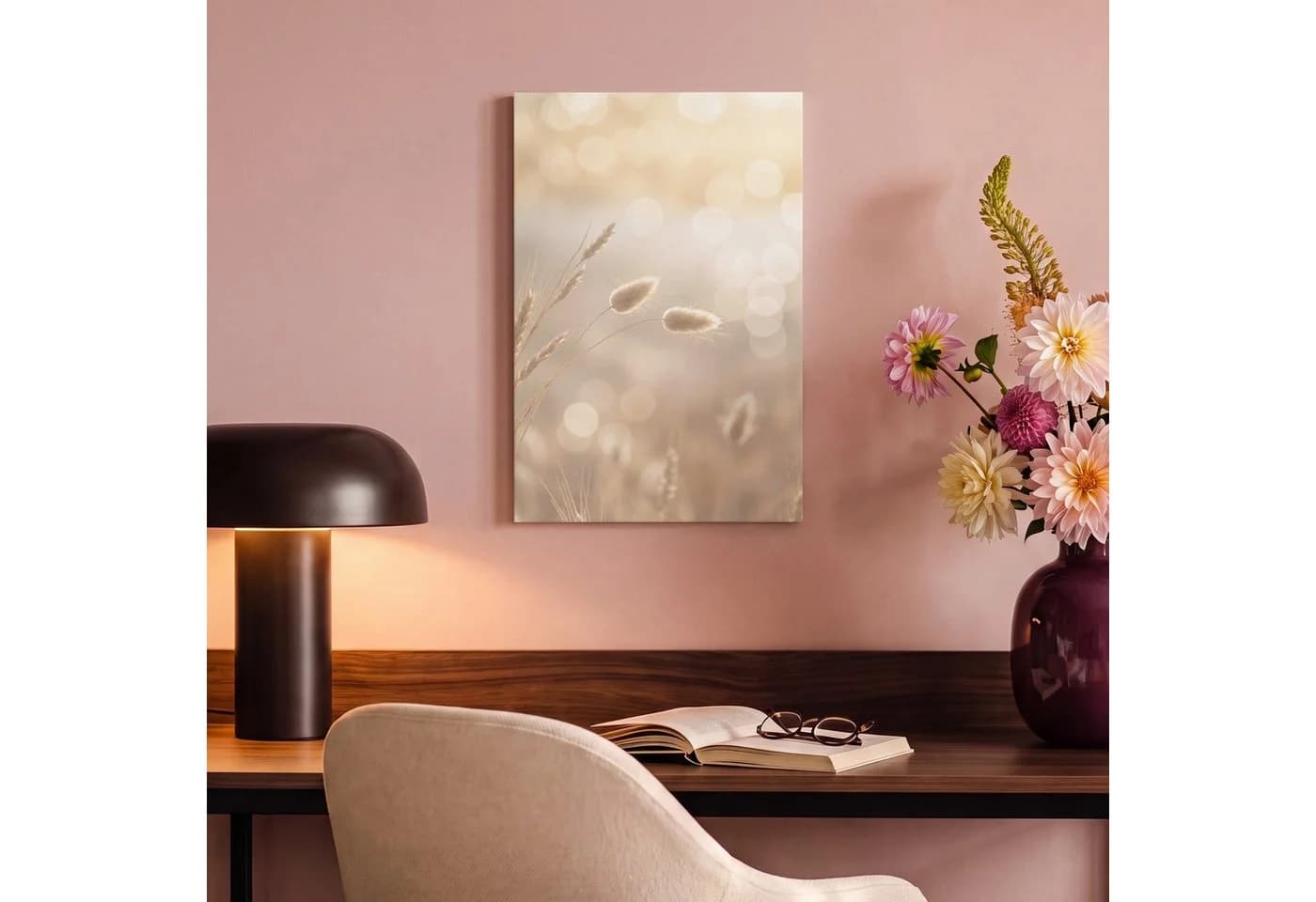 OneMillionCanvasses® Leinwandbild Dunstschwanzgras Beige/Weiß - Bild 4