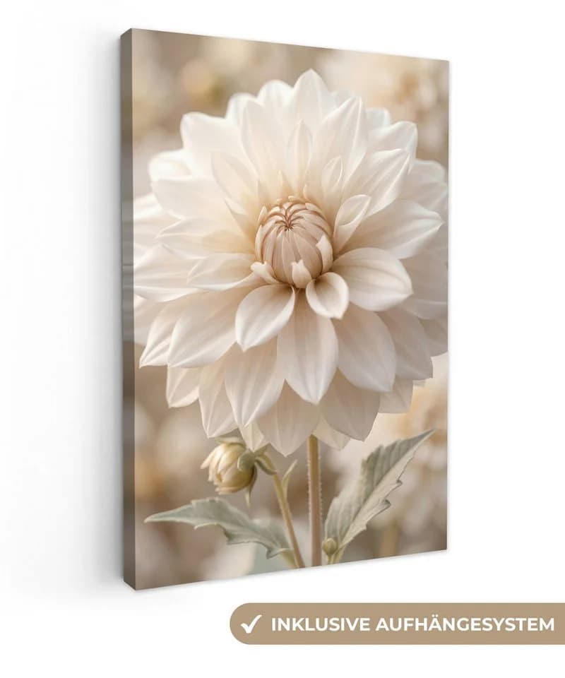 OneMillionCanvasses® Leinwandbild Dahlie Weiß 20x30 cm - Bild 2