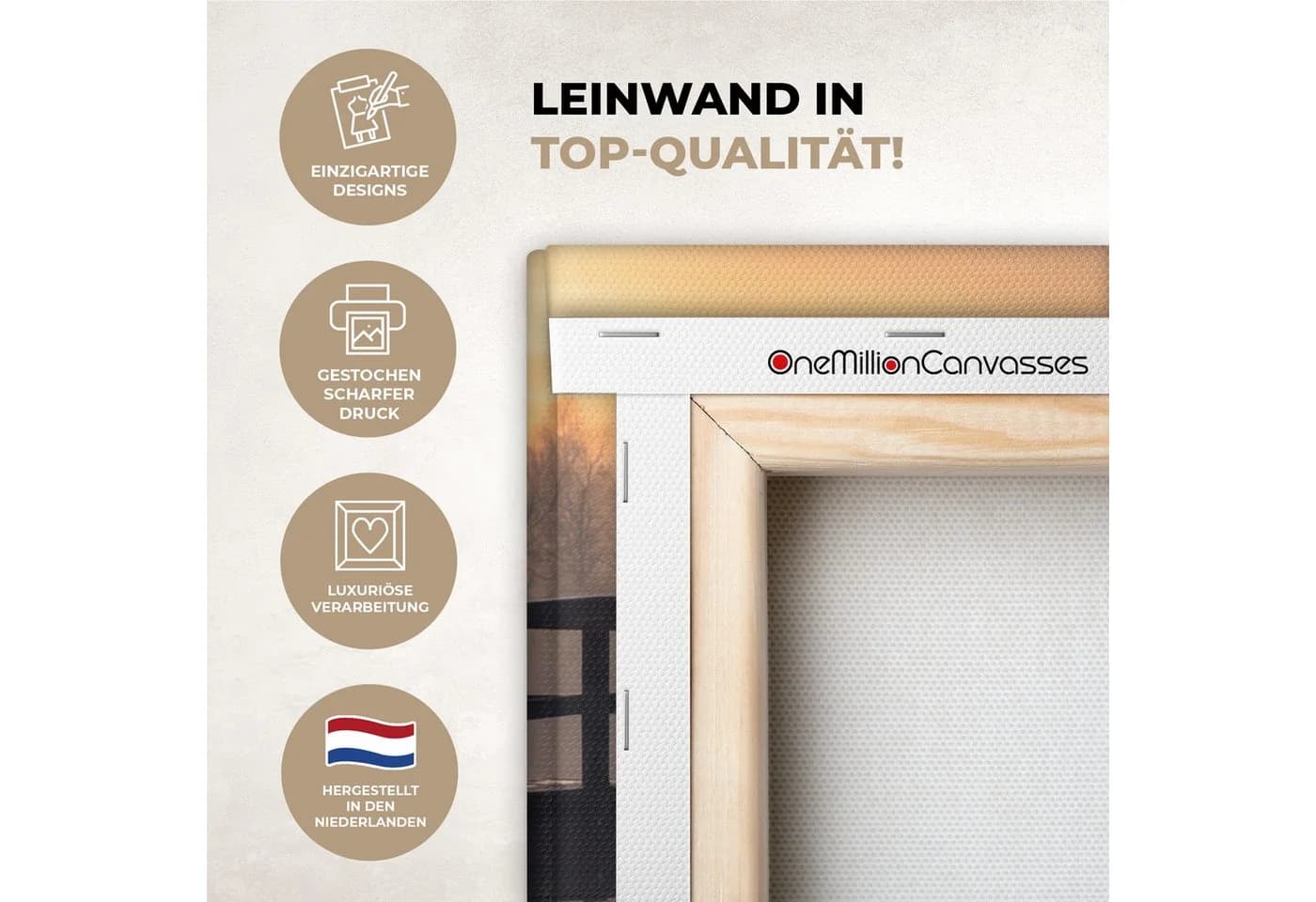 OneMillionCanvasses® Leinwandbild Brücke Nebel Bäume Wasser 20x20 cm - Bild 3