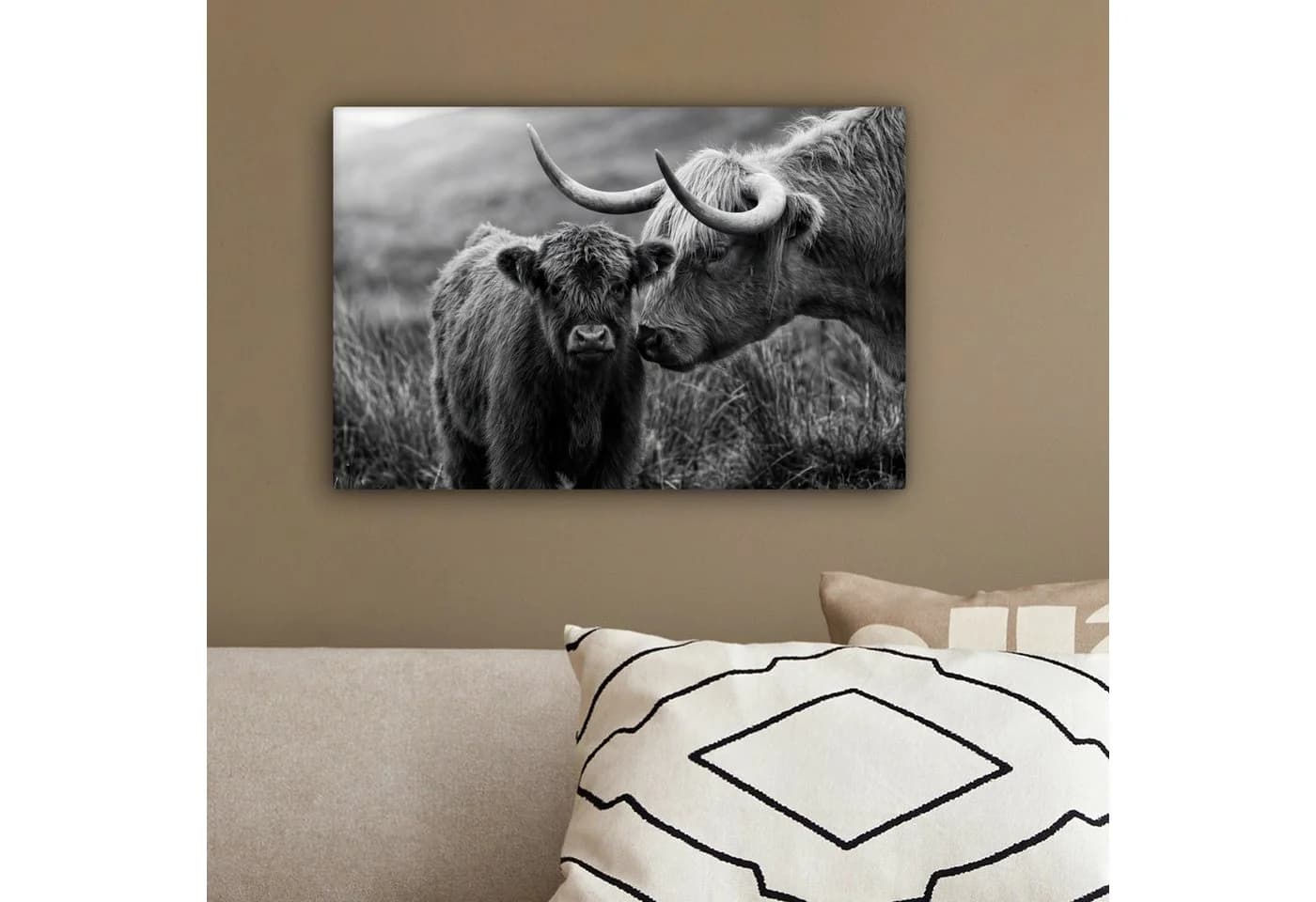 OneMillionCanvasses® Leinwandbild Schottischer Highlander Schwarz-Weiß - Bild 4