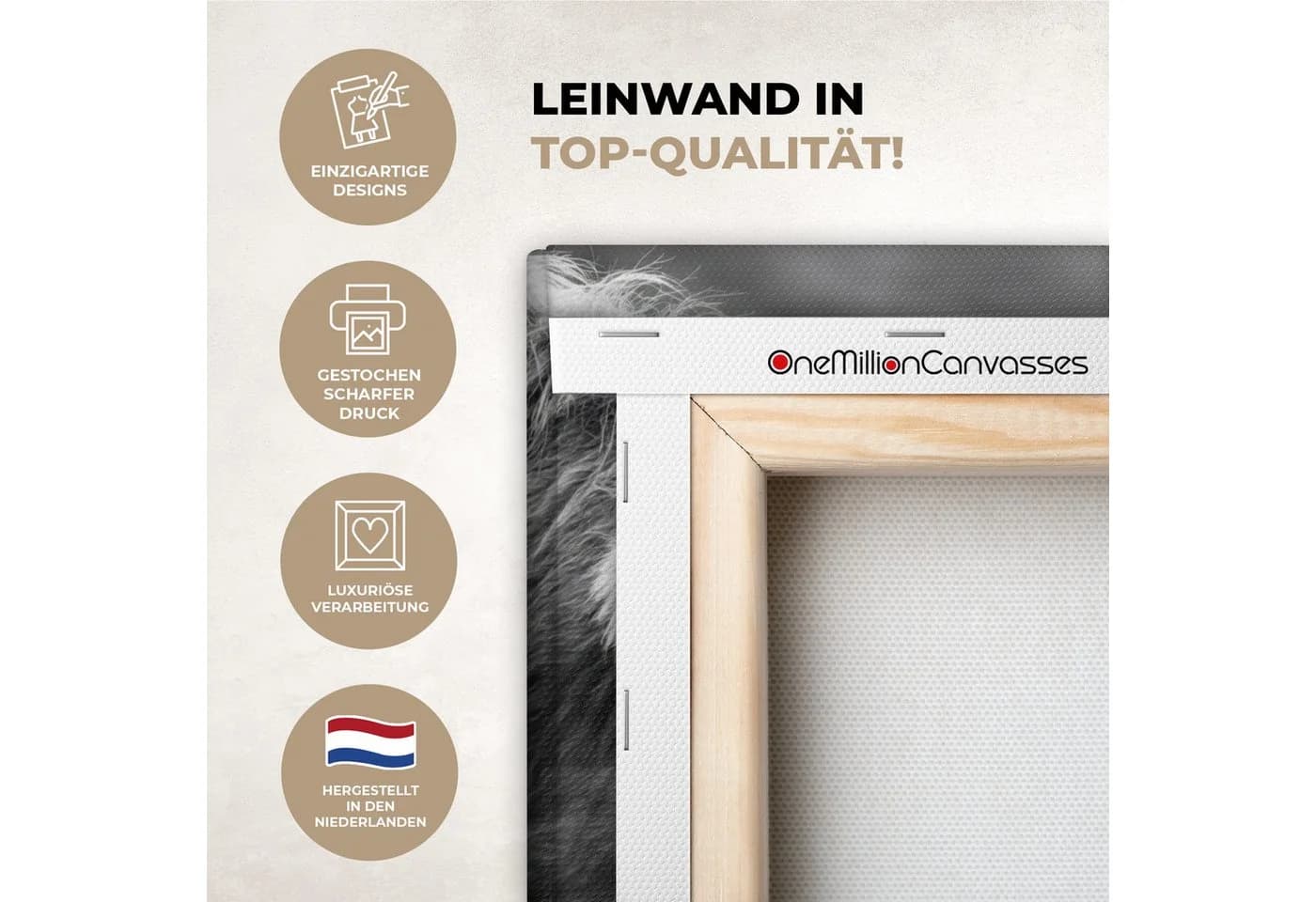 OneMillionCanvasses® Leinwandbild Schottischer Highlander & Kalb Schwarz-Weiß - Bild 3