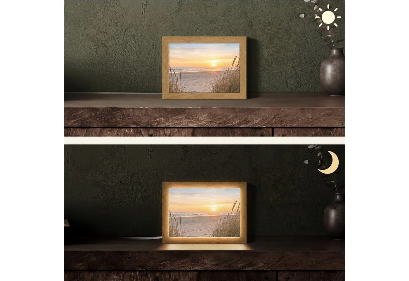 OnlyWow Tischleuchte Lightbox Sonnenuntergang Dimmbar LED