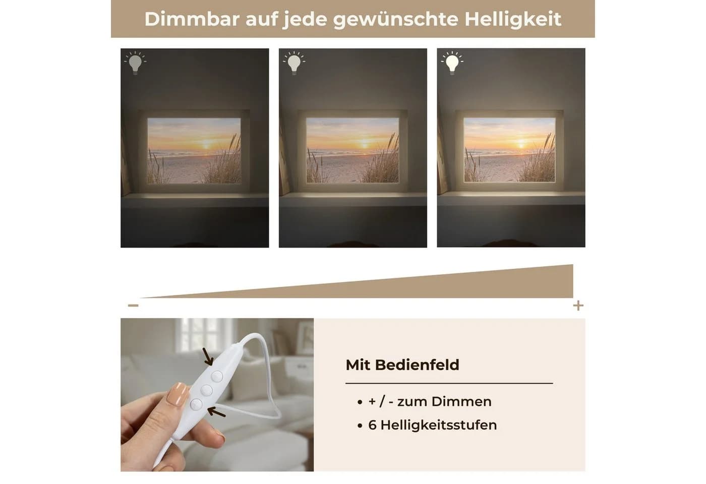 OnlyWow Tischleuchte Lightbox Sonnenuntergang Dimmbar LED - Bild 5