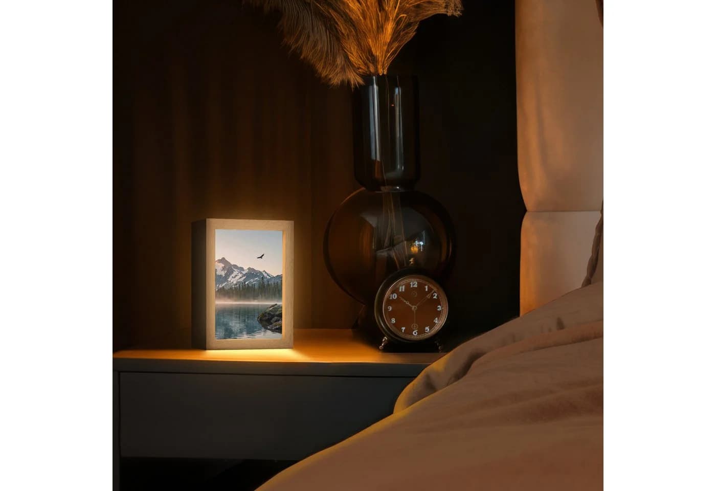 OnlyWow Tischleuchte Lightbox Berge Wasser Bäume Dimmbar LED - Bild 3