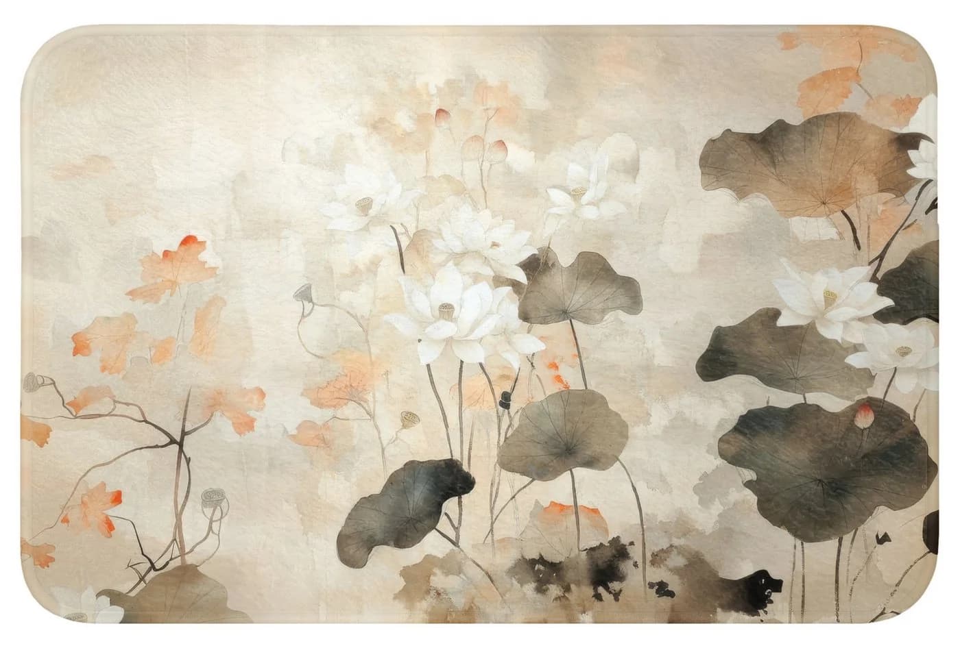 OnlyWow WC-Vorleger Blumen Japandi Beige Polyester - Bild 2
