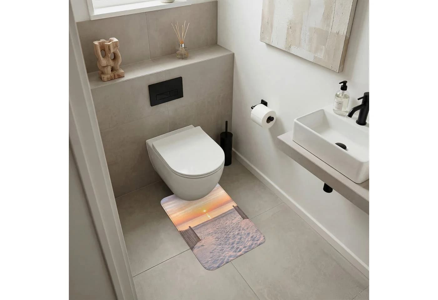 OnlyWow WC-Vorleger Sonnenuntergang Strand Polyester 40x60 cm