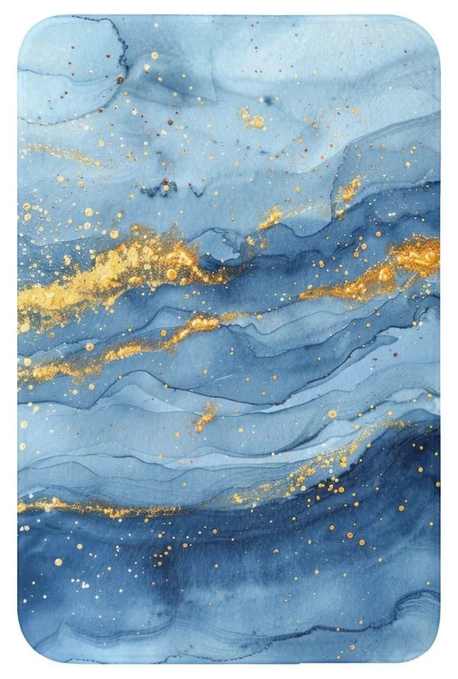 OnlyWow WC-Vorleger Aquarell Blau Gold Modern - Bild 2