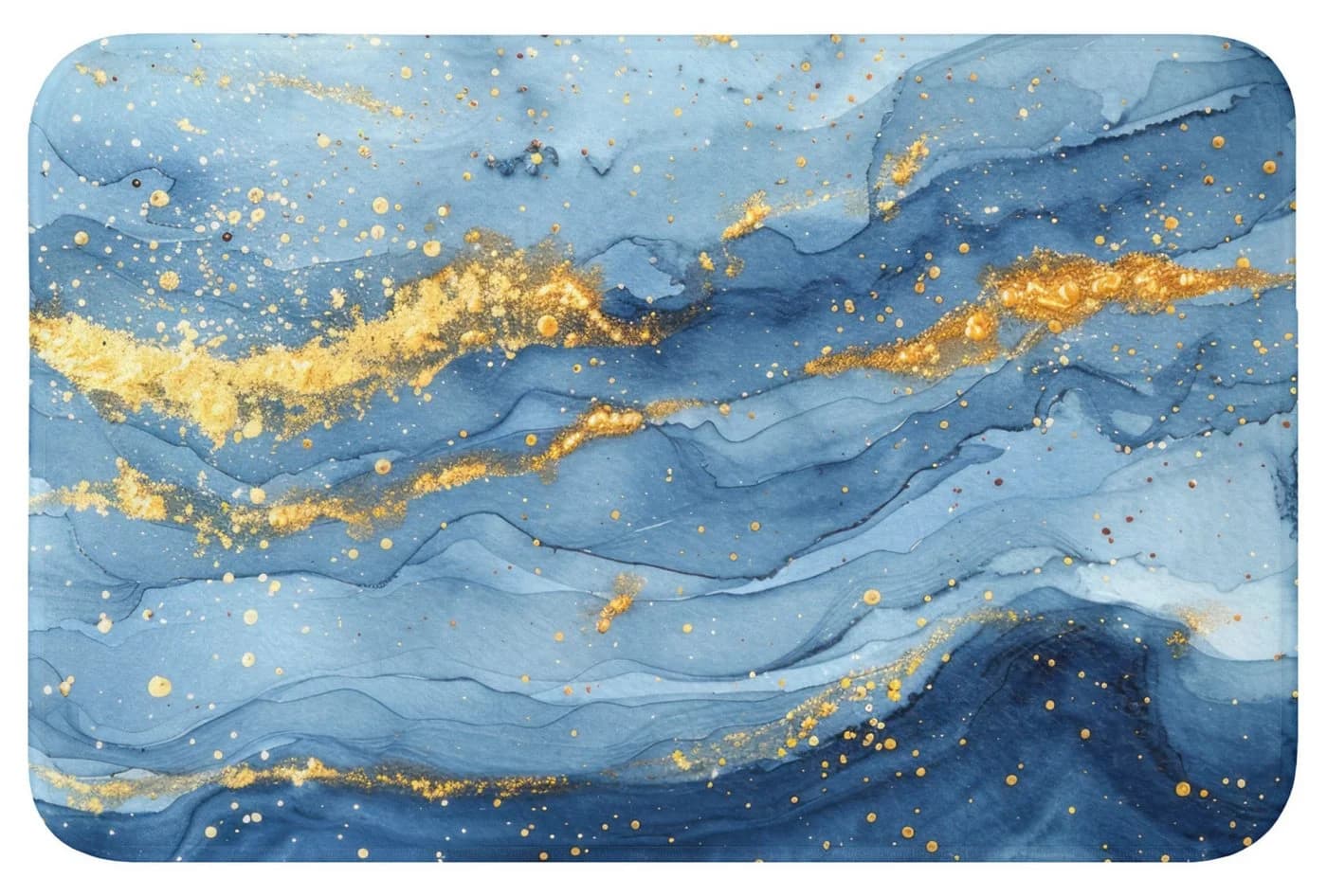 OnlyWow WC-Vorleger Aquarell Blau Gold Modern - Bild 2