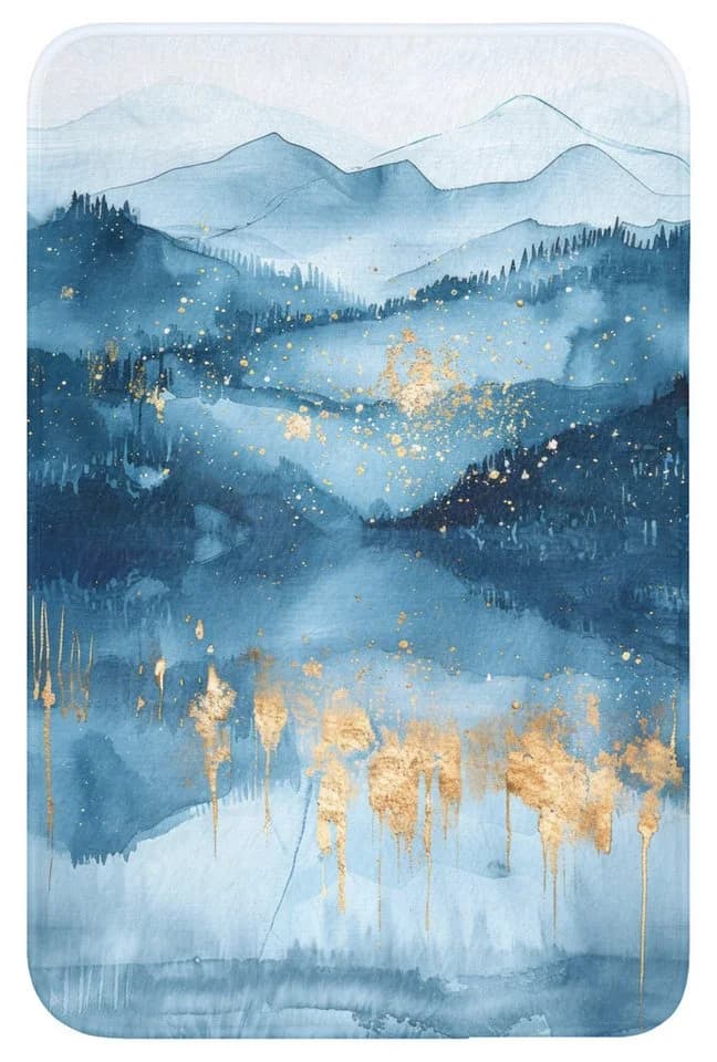OnlyWow WC-Vorleger Blau Gold Abstrakt Modern - Bild 2