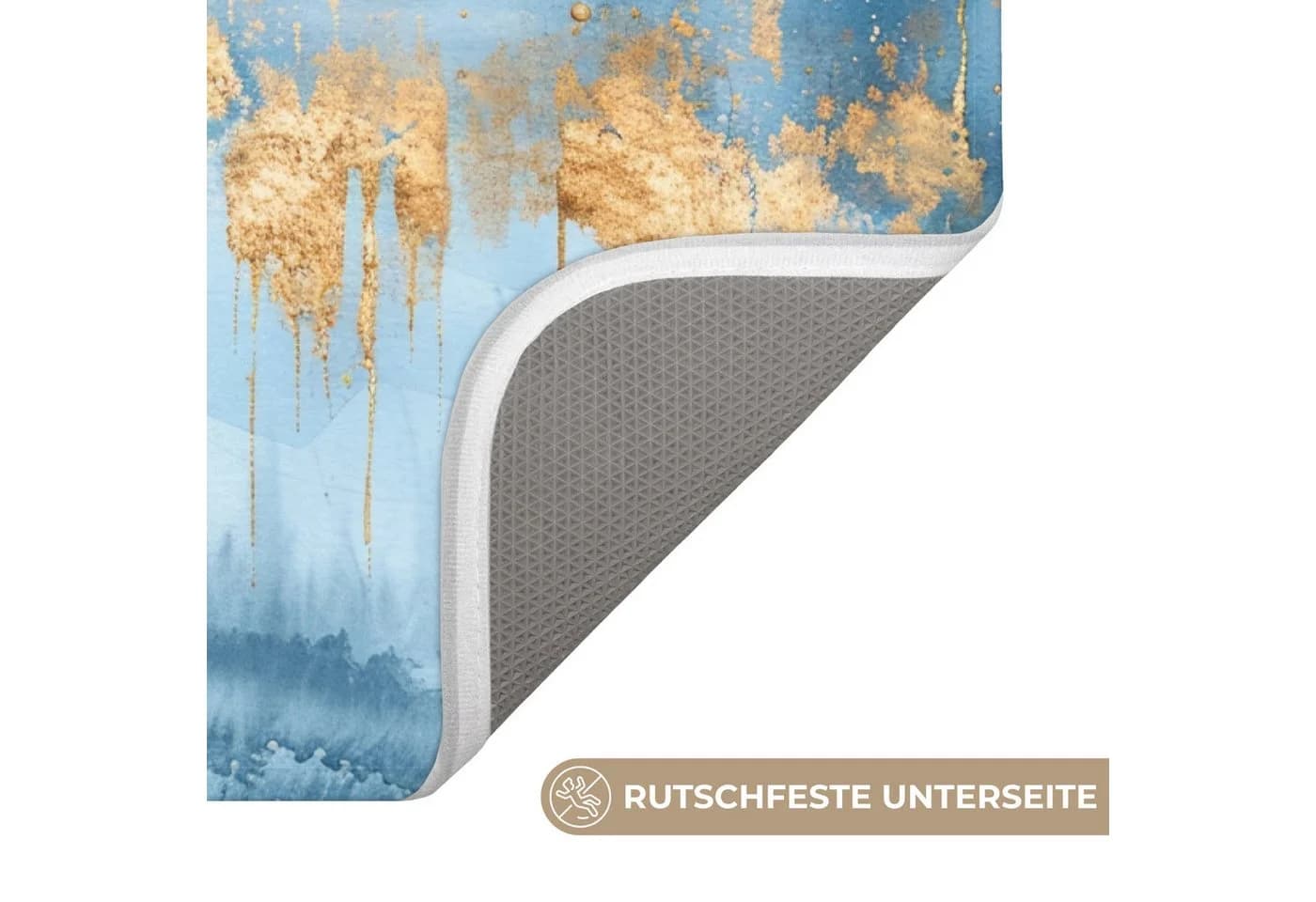 OnlyWow WC-Vorleger Blau Gold Abstrakt Modern - Bild 3