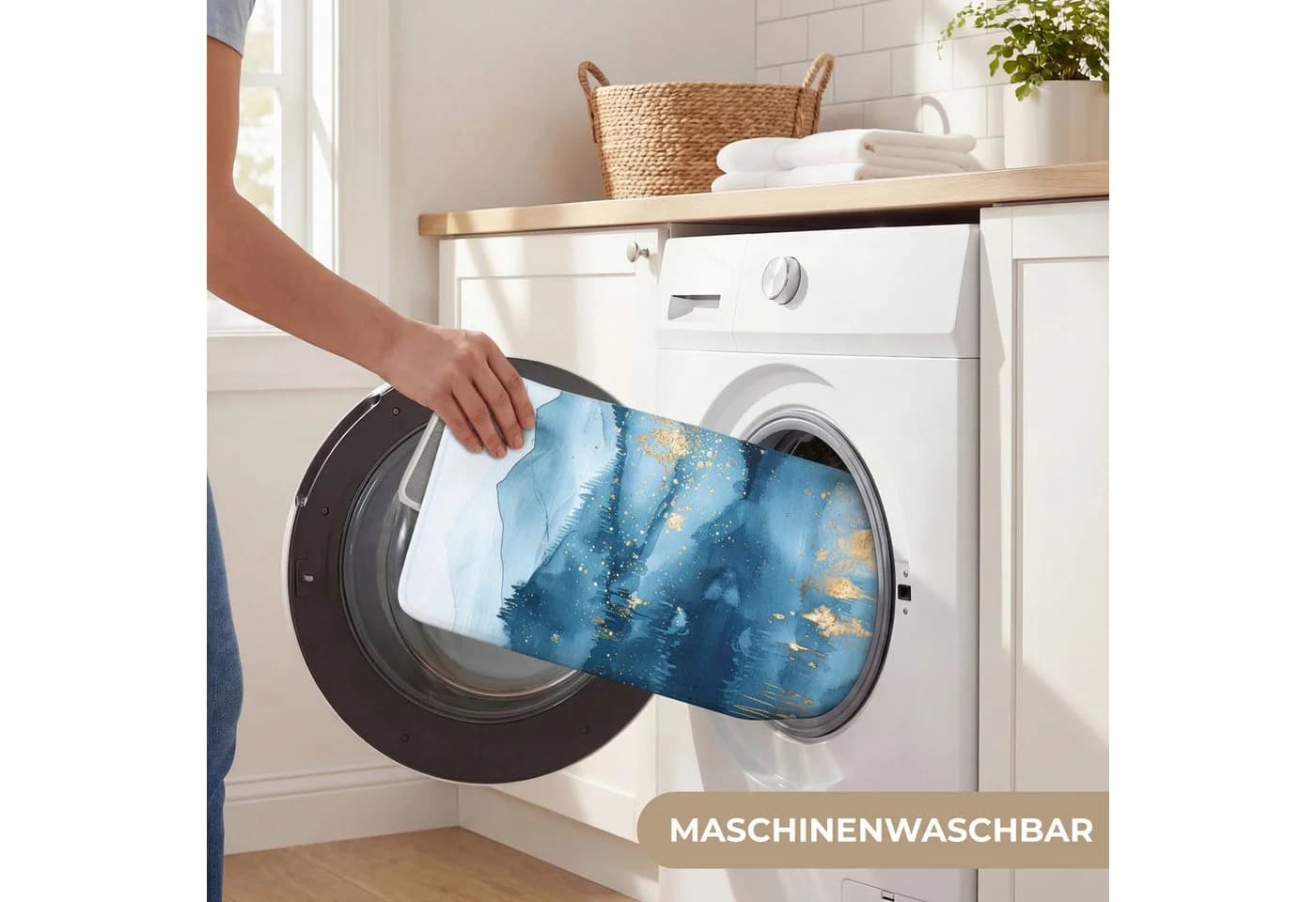 OnlyWow WC-Vorleger Blau Gold Abstrakt Modern - Bild 5