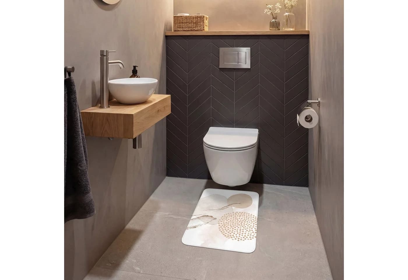 OnlyWow WC-Vorleger Aquarell Beige Modern Rechteckig - Bild 4