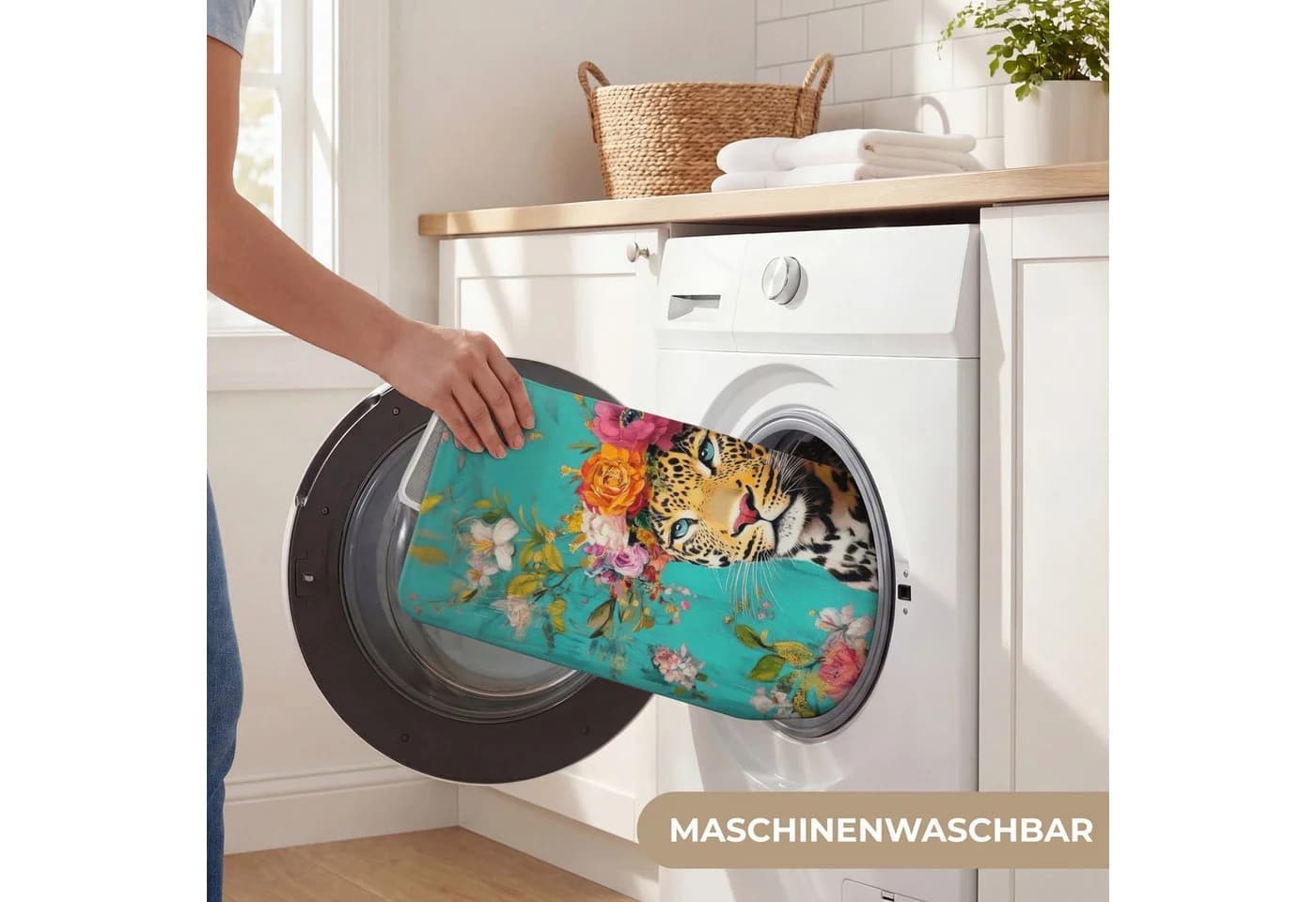 OnlyWow WC-Vorleger Leopard Blumen Krone Polyester Rechteckig - Bild 5
