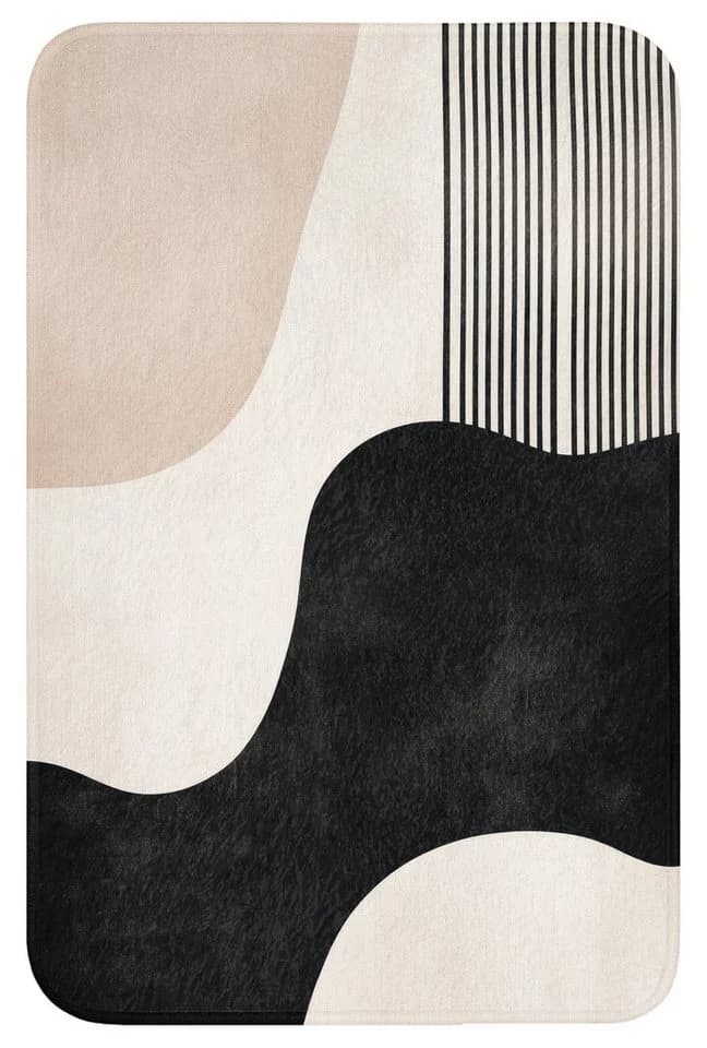 OnlyWow WC-Vorleger Abstrakt Beige Schwarz Modern Japandi - Bild 2