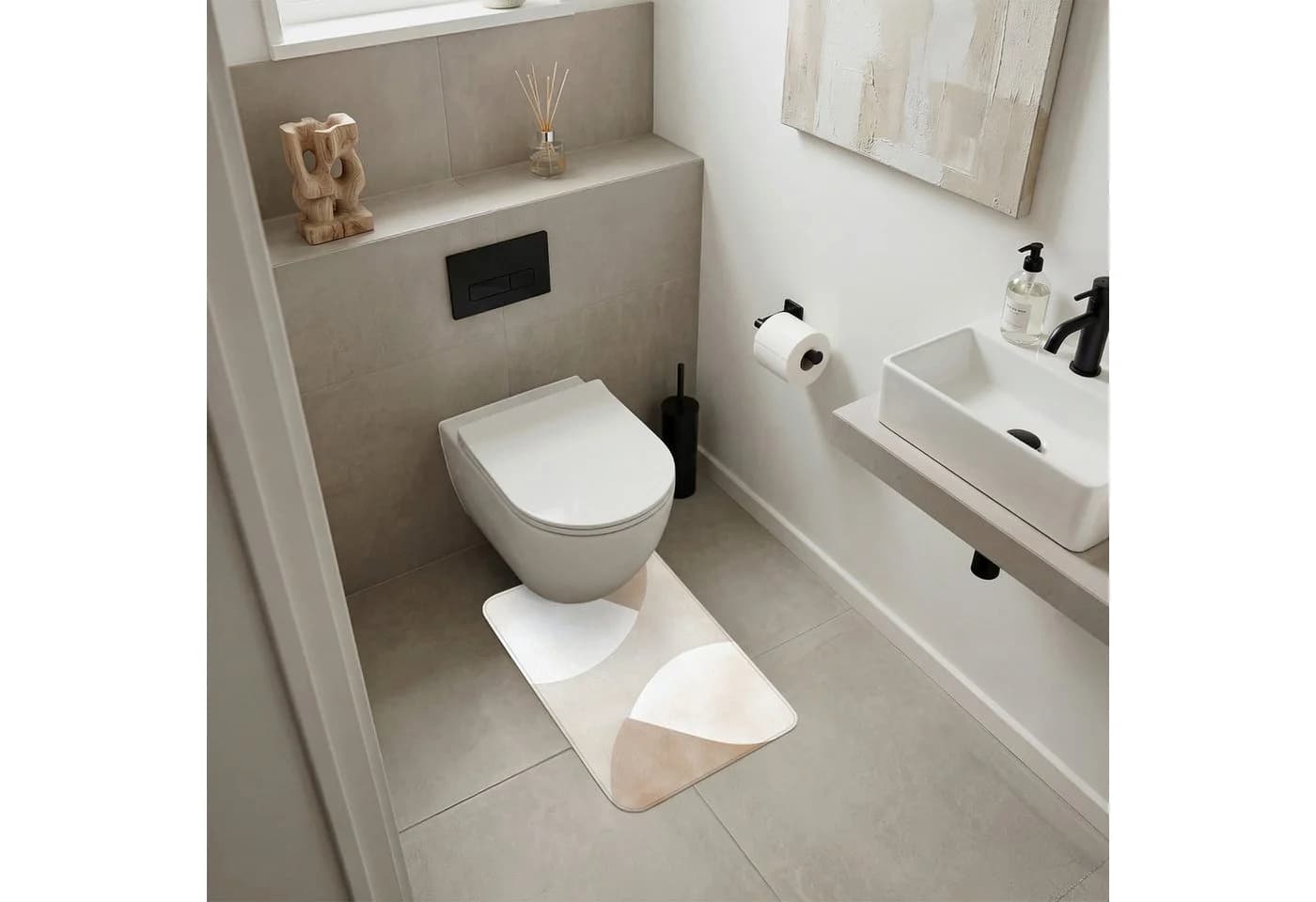 OnlyWow WC-Vorleger Braun Beige Japandi Design Memory Foam