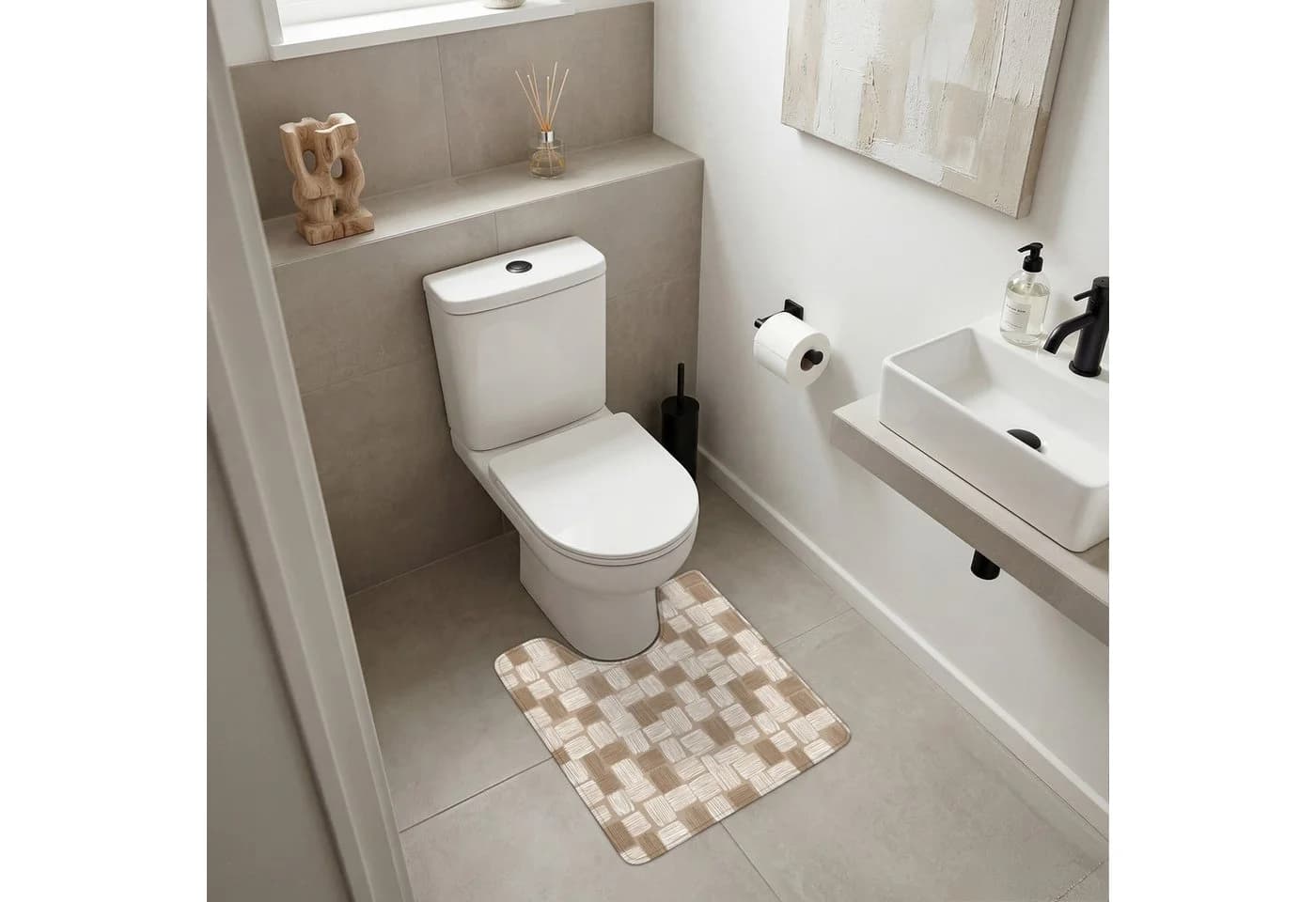 OnlyWow WC-Vorleger Block Braun Memory-Foam Mikrofaser