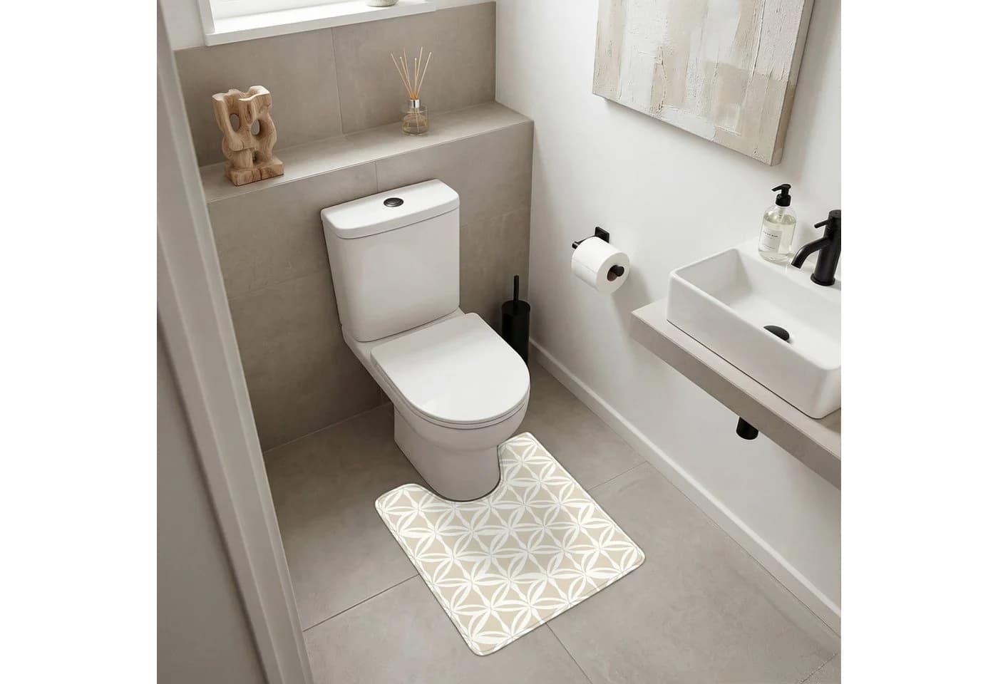 OnlyWow WC-Vorleger U-Form Beige Modern Mikrofaser
