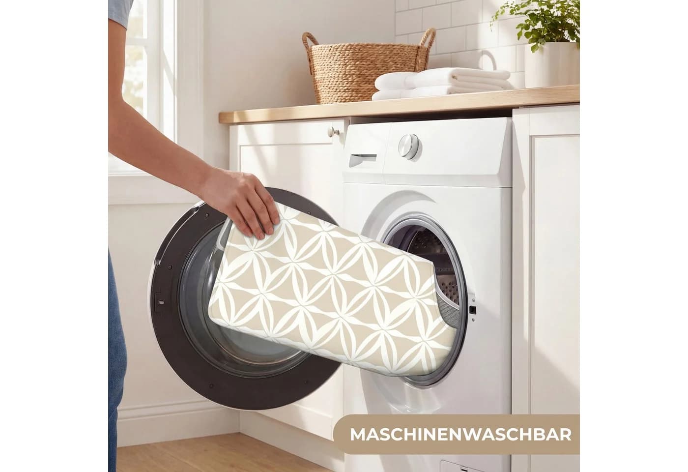 OnlyWow WC-Vorleger U-Form Beige Modern Mikrofaser - Bild 5