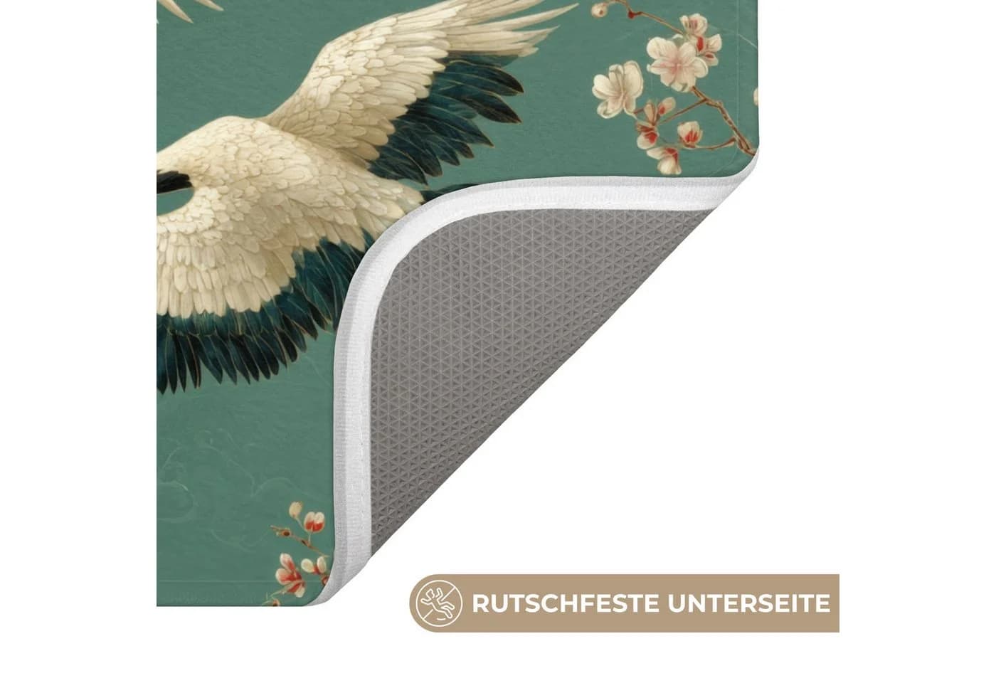 OnlyWow WC-Vorleger Kirschblüte Grün U-Form mit Ausschnitt - Bild 3