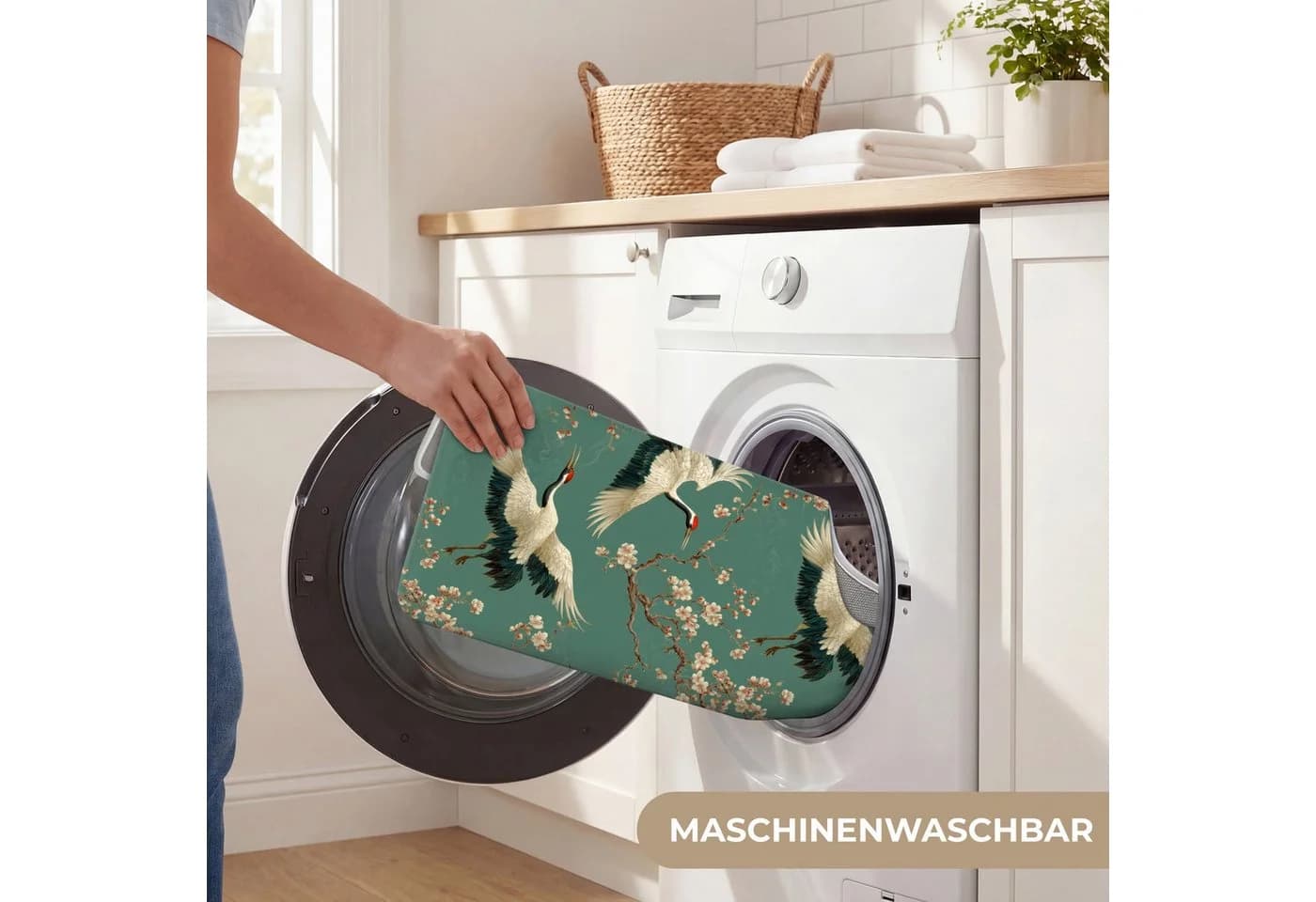 OnlyWow WC-Vorleger Kirschblüte Grün U-Form mit Ausschnitt - Bild 5