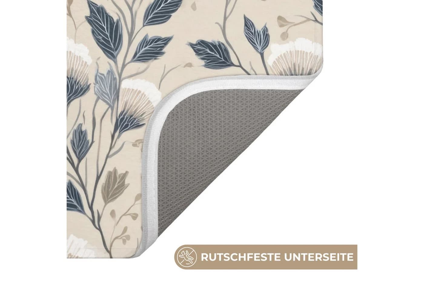 OnlyWow WC-Vorleger Klassisch Botanisch Blau Polyester - Bild 3