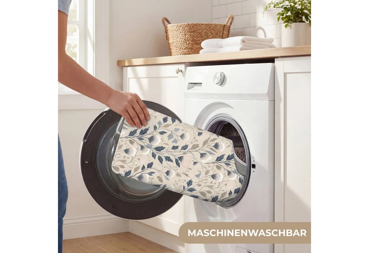 OnlyWow WC-Vorleger Klassisch Botanisch Blau Polyester - Bild 5