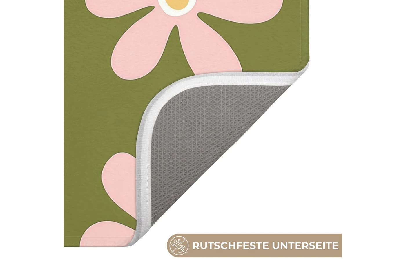OnlyWow WC-Vorleger Blume Grün - Modern Retro Polyester - Bild 3