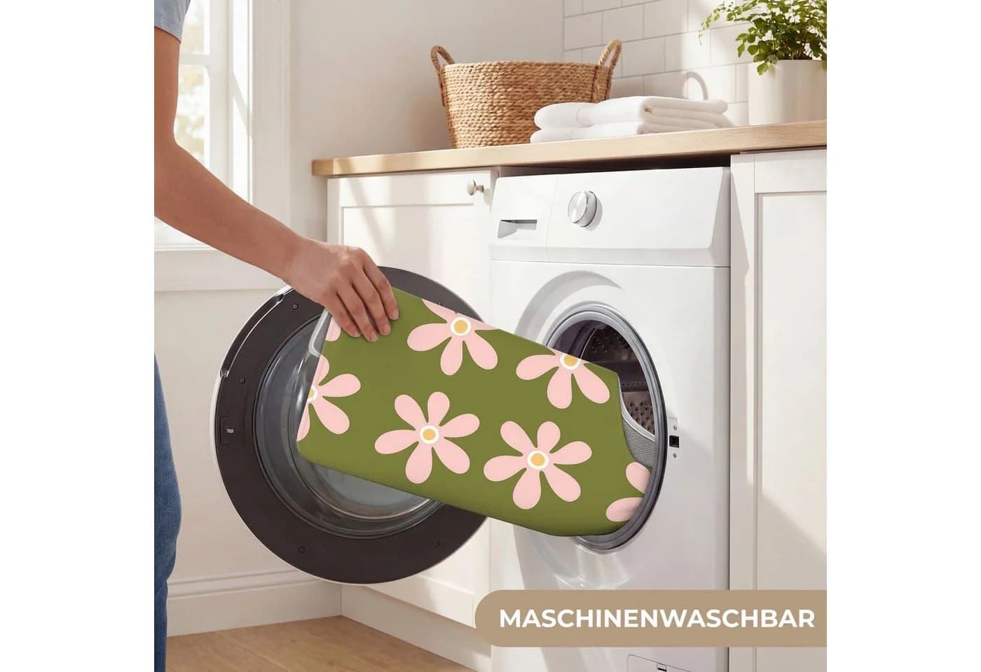 OnlyWow WC-Vorleger Blume Grün - Modern Retro Polyester - Bild 5