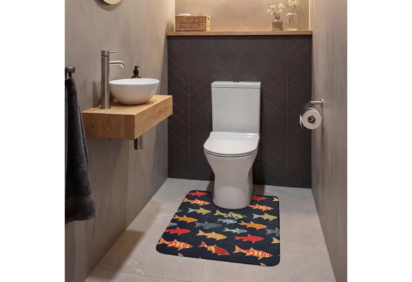 OnlyWow WC-Vorleger U-Form mit Ausschnitt Farbenfroh Polyester - Bild 4