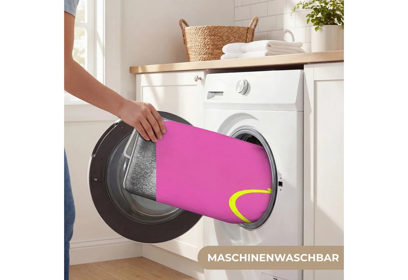 OnlyWow Badematte Smiley Rosa Polyester Rutschfest - Bild 5