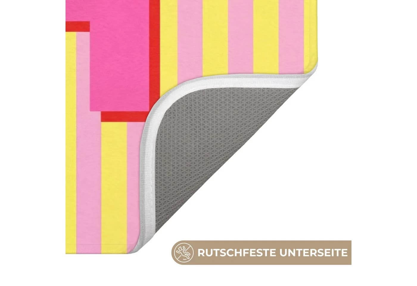 OnlyWow Badematte Rosa Streifen Mikrofaser Rutschfest - Bild 3