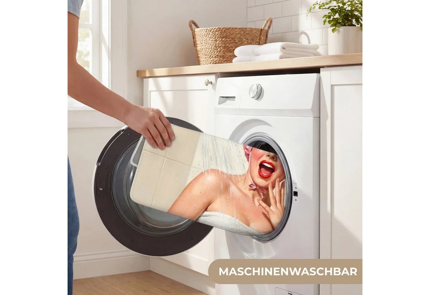 OnlyWow Badematte Rosa Pin-up Design Rutschfest - Bild 5