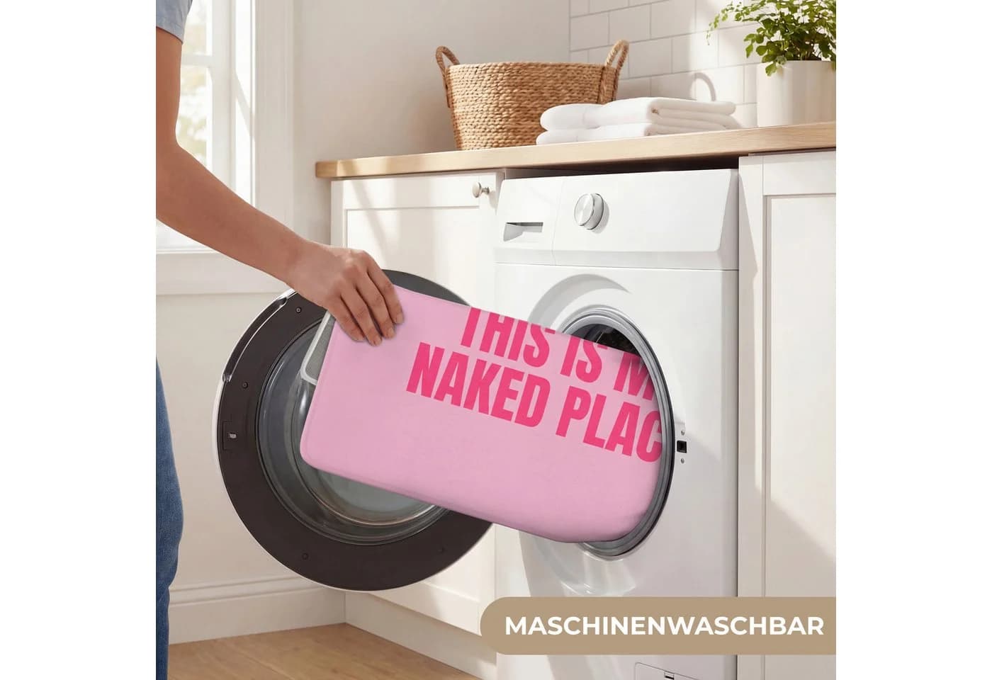 OnlyWow Badematte Text Modern Rosa Rutschfest - Bild 5
