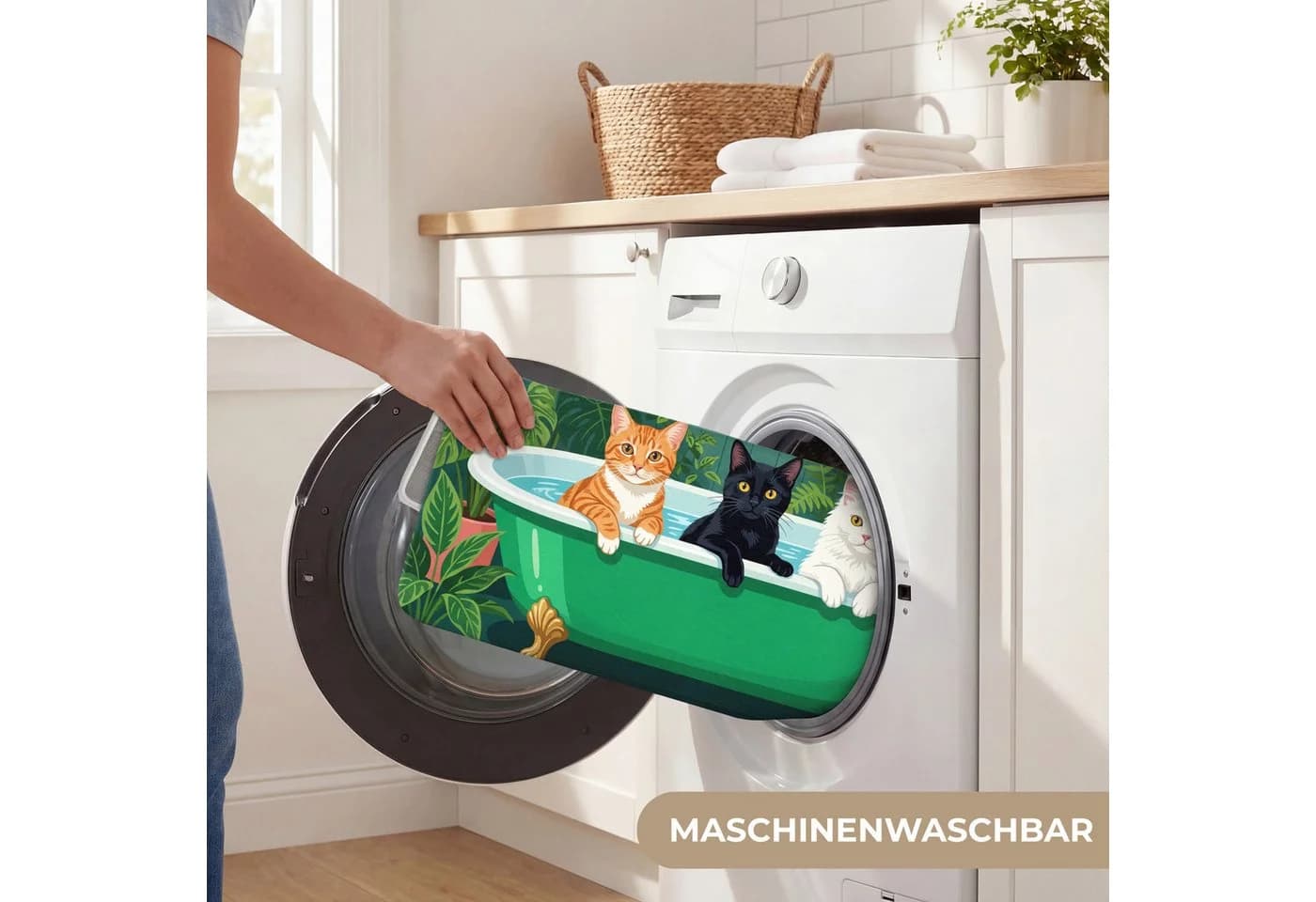 OnlyWow Badematte Katzenparade Polyester Rutschfest Bunt - Bild 5