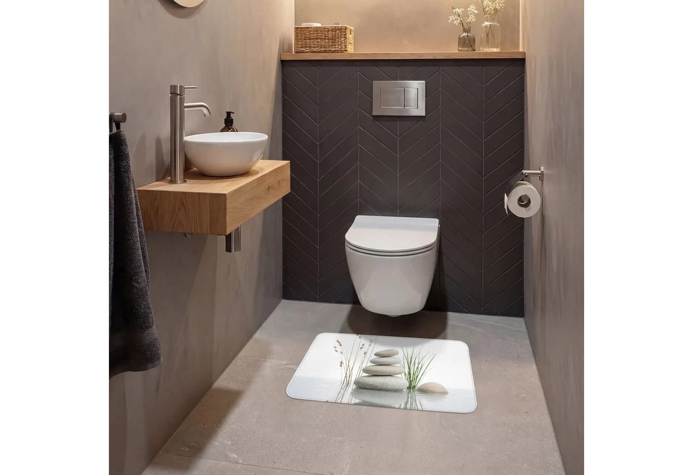 OnlyWow WC-Vorleger Steine Grau Memory-Foam - Bild 4
