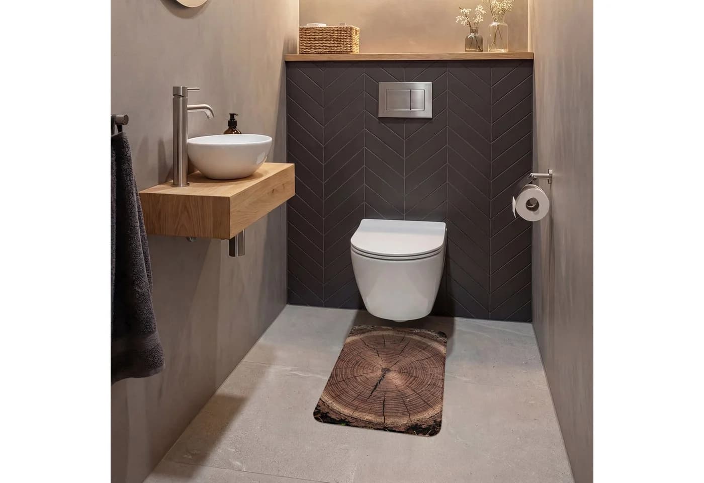 OnlyWow WC-Vorleger Baum-Motiv Braun Mikrofaser - Bild 4