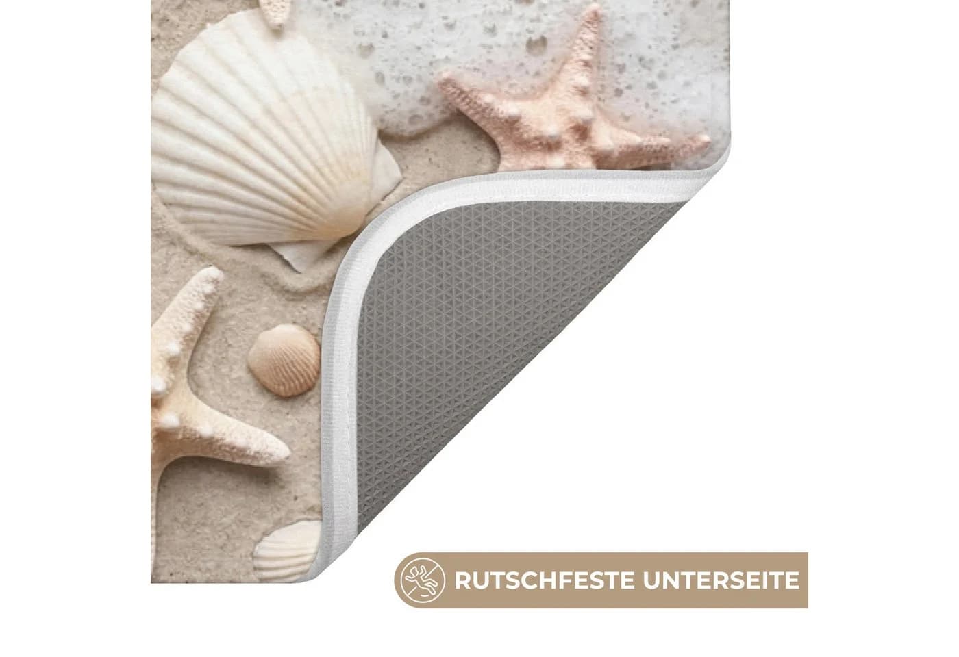 OnlyWow Badematte Muscheln & Seesterne Rutschfest Polyester - Bild 3