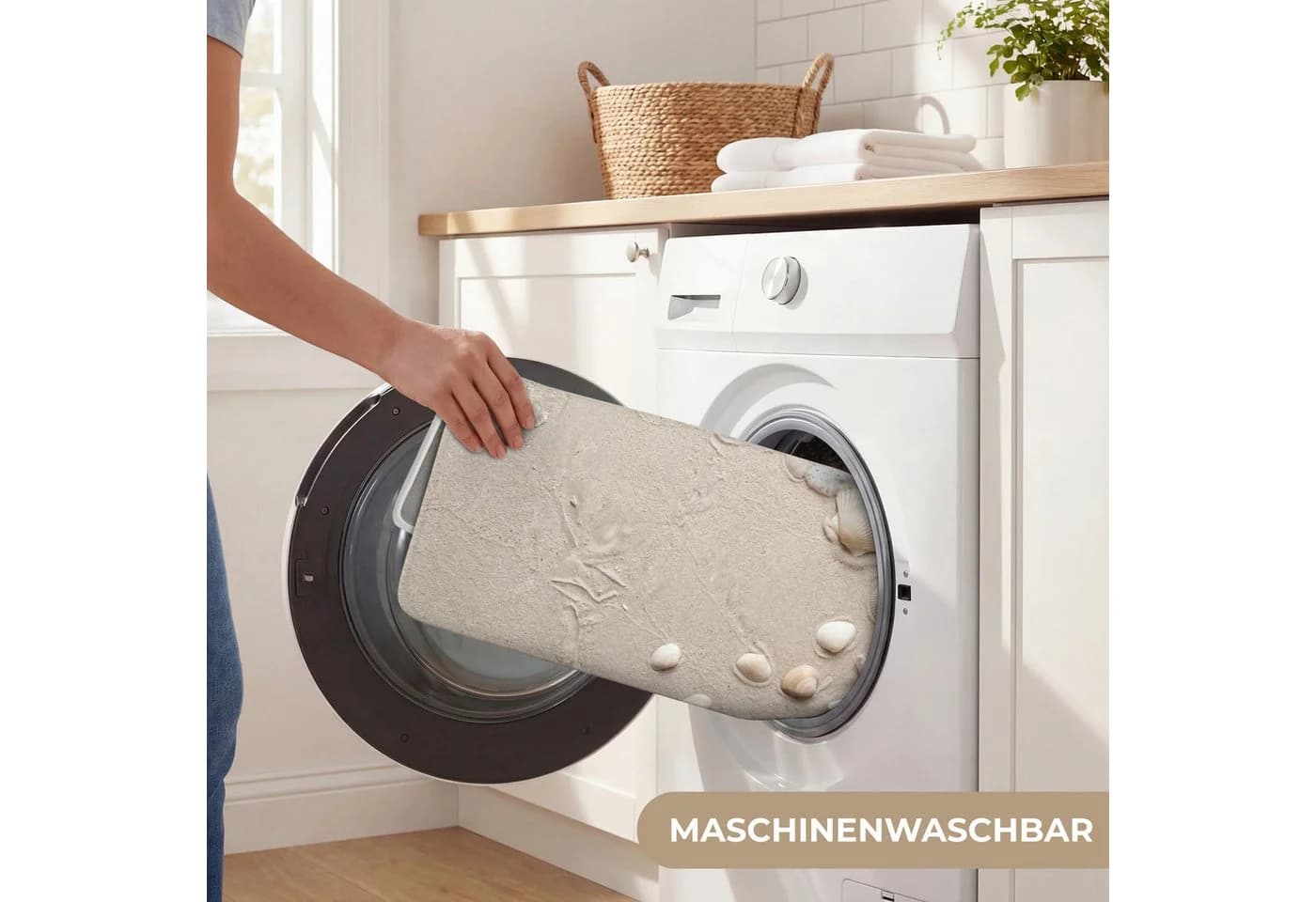 OnlyWow Badematte Muscheln & Seesterne Rutschfest Polyester - Bild 5