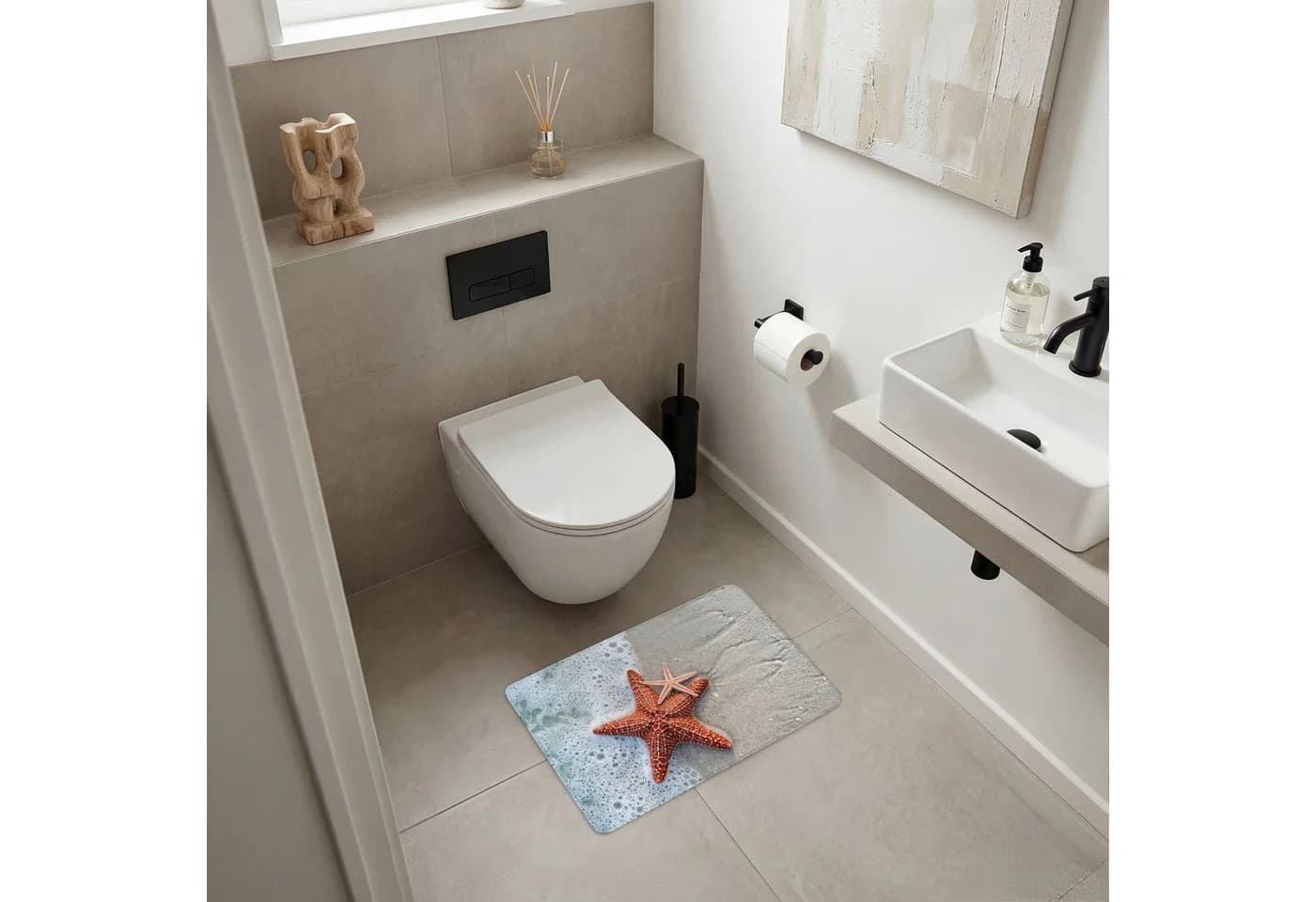 OnlyWow WC-Vorleger Seestern Orange Polyester