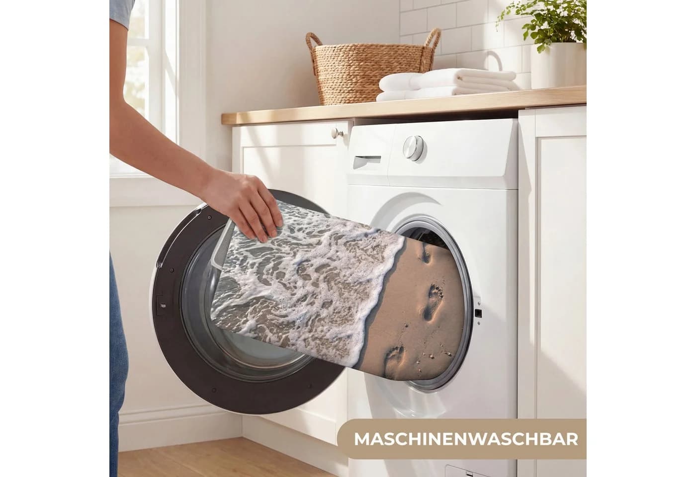 OnlyWow WC-Vorleger Fußstapfen Meer Blau/Türkis Rechteckig - Bild 5