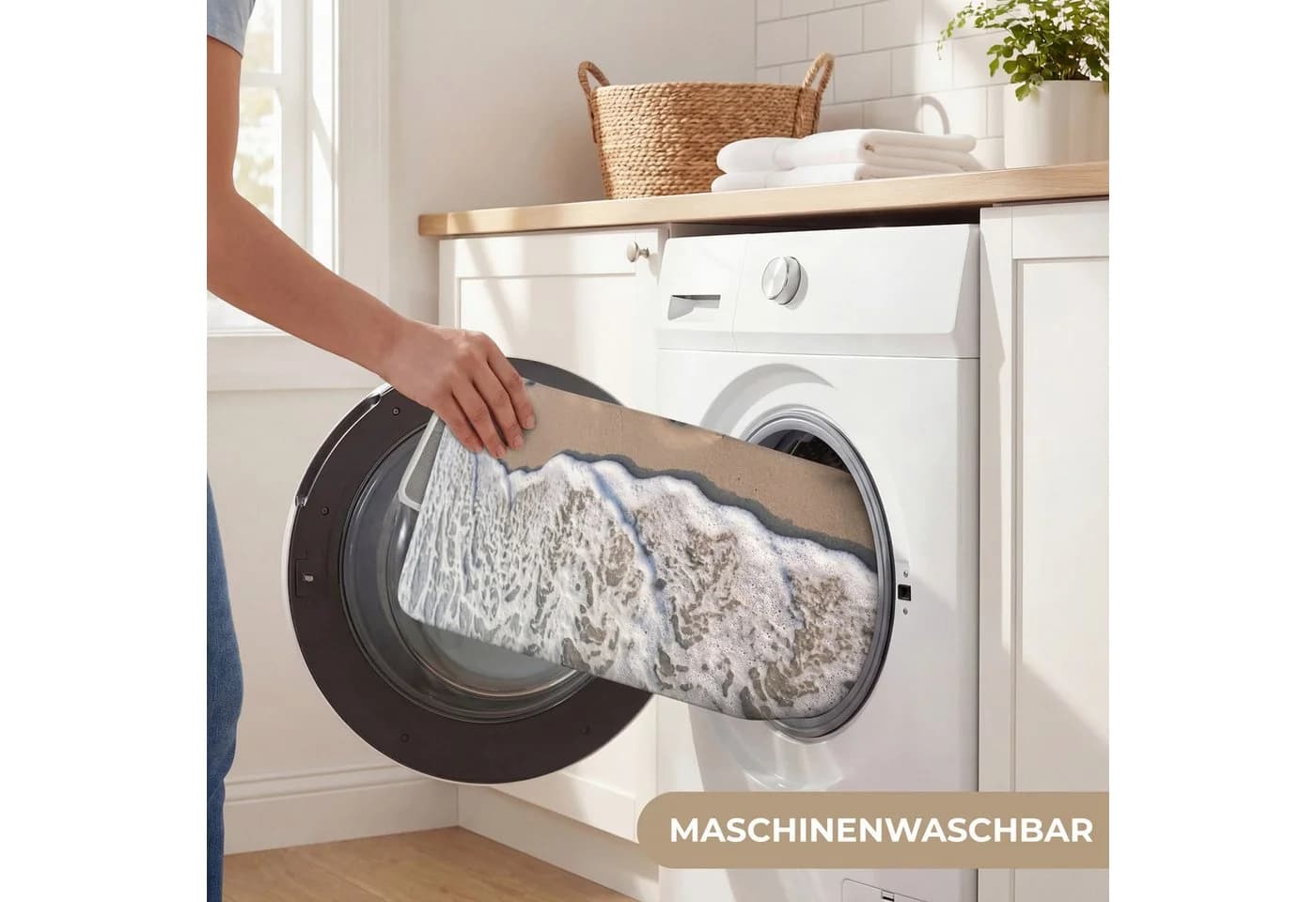OnlyWow WC-Vorleger Fußstapfen Meer Polyester - Bild 5