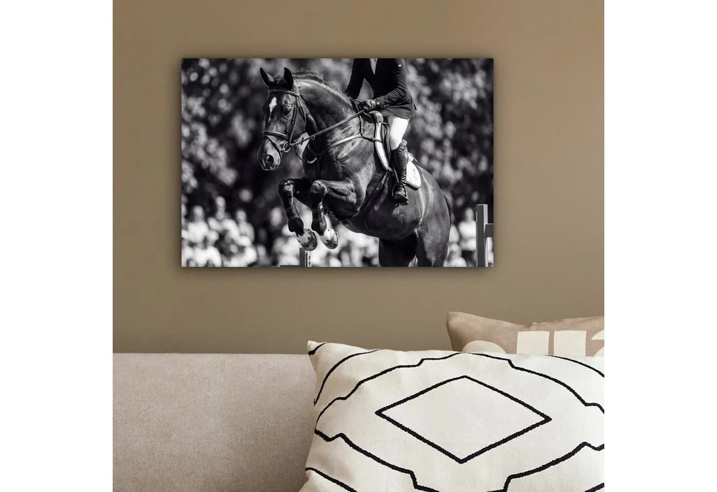OneMillionCanvasses® Leinwandbild Springen - Pferd - Schwarz - Weiß - Bild 4