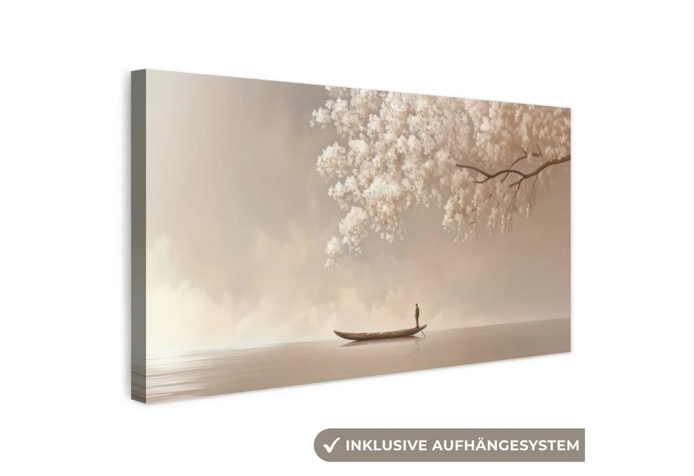 OneMillionCanvasses® Leinwandbild Panorama Blüten Weiß Minimalistisch - Bild 2