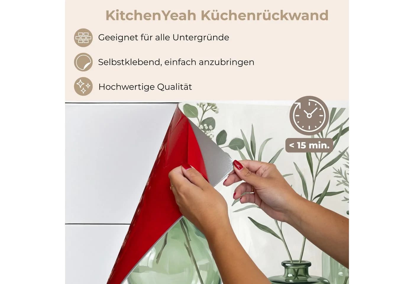 KitchenYeah Küchenrückwand Selbstklebend Grün Glasoptik - Bild 5