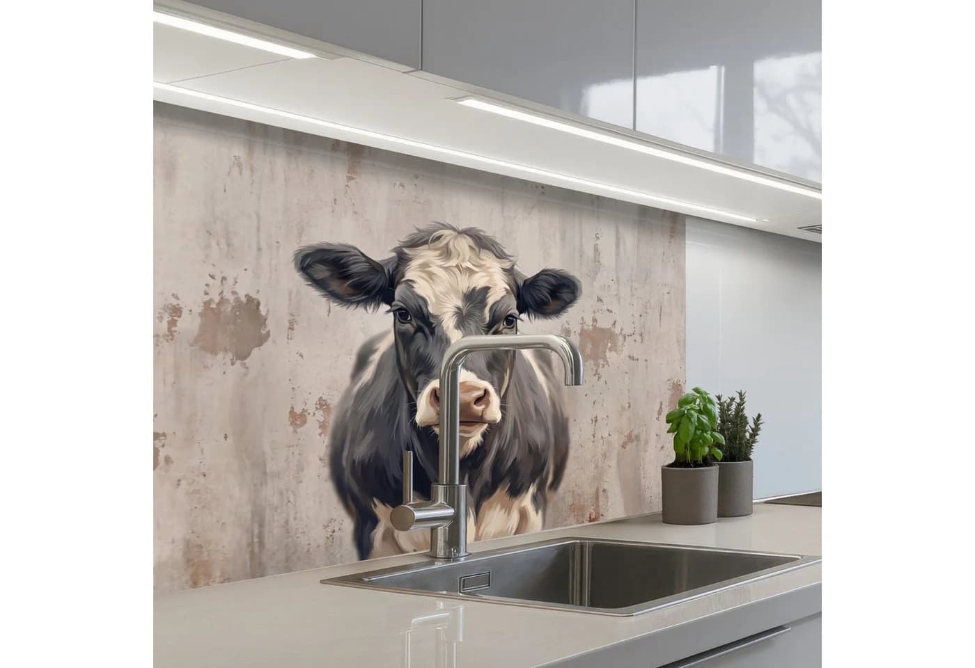 KitchenYeah Küchenrückwand selbstklebend Kuh Porträt Modern - Bild 2