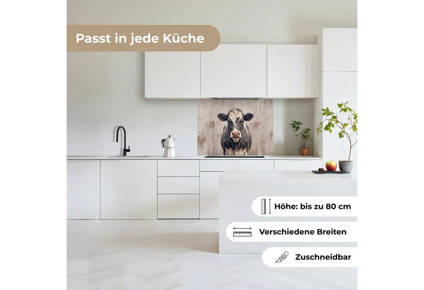 KitchenYeah Küchenrückwand selbstklebend Kuh Porträt Modern - Bild 4