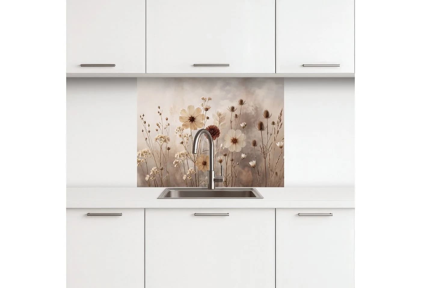 KitchenYeah Küchenrückwand Selbstklebend Wilde Blumen Vintage