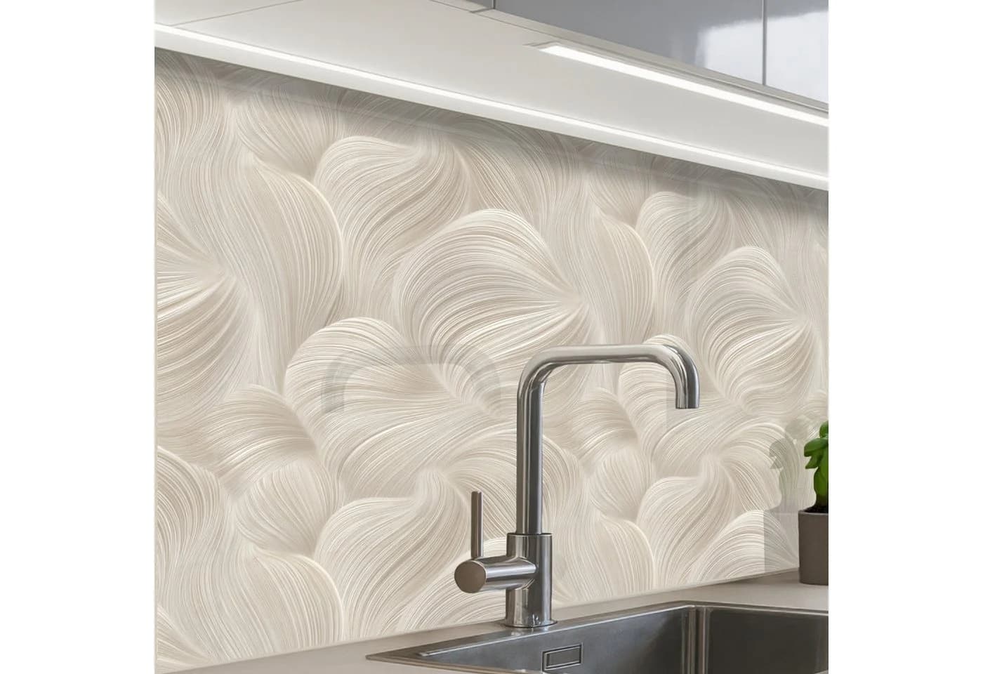KitchenYeah Küchenrückwand Selbstklebend Beige Glasoptik - Bild 2