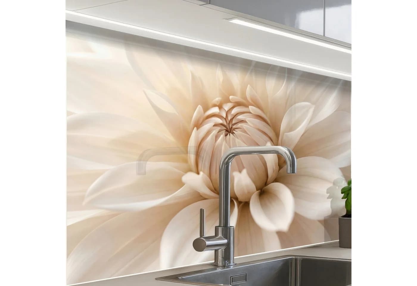 KitchenYeah Küchenrückwand Selbstklebend Weiß Dahlie Muster - Bild 2